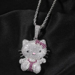 Hello  Kitty Pendant Necklace with Pink Accents 18inch